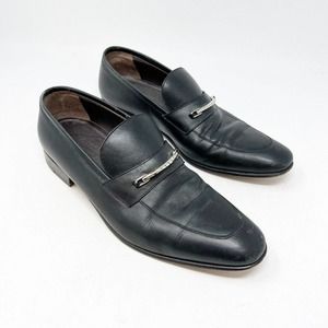 A. Testoni Basic Men’s Leather Horsebit Loafer Black Classic Workwear Size 9M